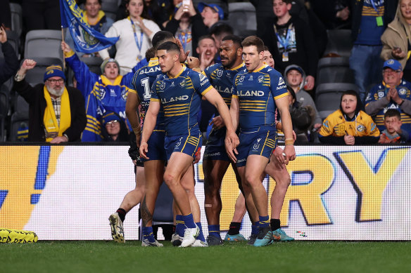 Most of the Eels players couldn’t get off the CommBank Stadium turf quick enough despite pulling off a potentially season-defining thrashing of Penrith.