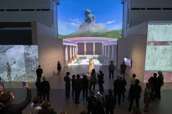 A virtual Vesuvius erupts every 15 minutes in the Pompeii exhibition.