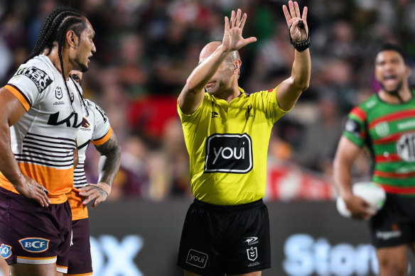 Marty Taupau is sent to the sin bin on Friday night.