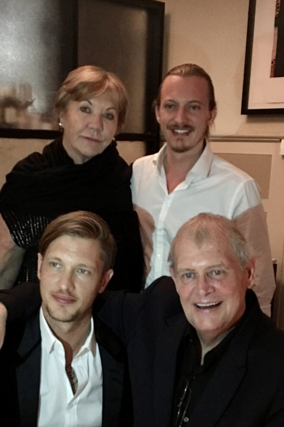 Jill and John Farnham celebrate their 45th wedding anniversary in 2018 with sons James (top right) and Rob.