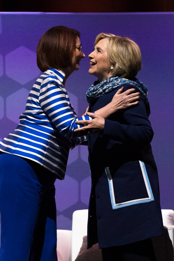 Julia Gillard interviewed Hillary Clinton when the former US secretary of
state toured here in 2018.