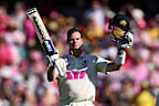 Steve Smith celebrates his hundred at the SCG.