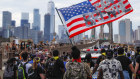 Protesters march on the Brooklyn Bridge in New York on Thursday as demonstrations continue following the death of George Floyd.