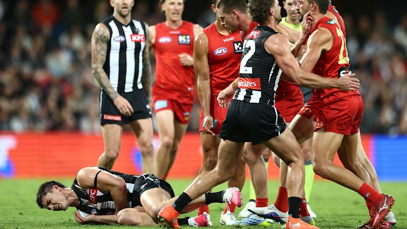 AFL LIVE: Maynard facing serious hot water for umpire contact in Gold Coast melee; hard-nosed Bulldog cops a one-game ban