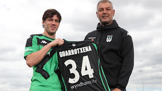 New Western signing Iker Guarrotxena with coach Mark Rudan.
