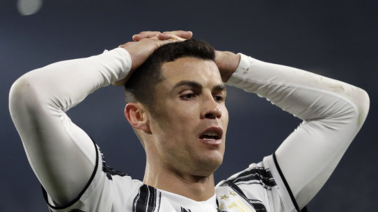 Cristiano Ronaldo reacts after missing a chance against Porto.