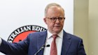 Prime Minister Anthony Albanese delivering a speech at the annual federal conference of the Australian Education Union in Melbourne.