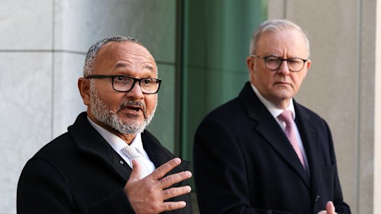 Solomon Islands Prime Minister Matthew Wale with Prime Minister Anthony Albanese earlier this year.