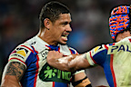 Dane Gagai celebrates after the preliminary final.