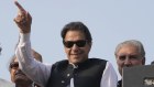 Imran Khan at a rally in Lahore on October 28.