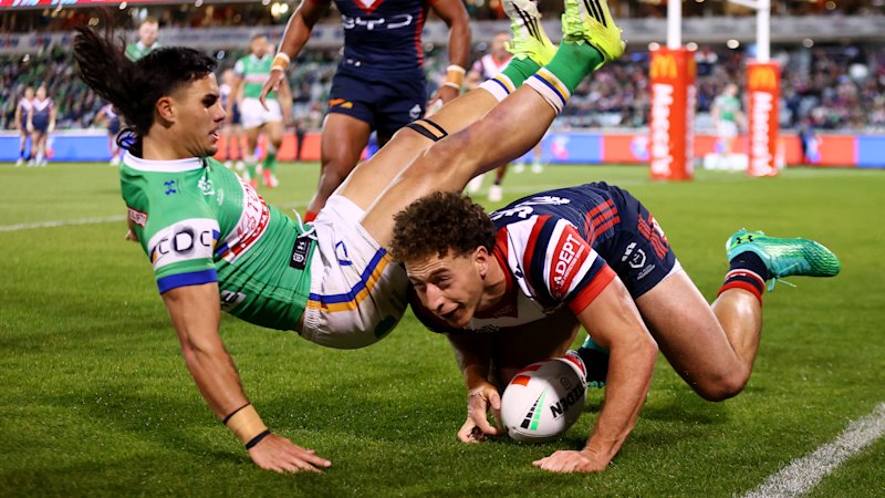 NRL LIVE: Hat-trick for Nawaqanitawase as Roosters run up a score in Canberra