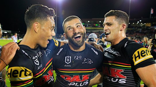 The Panthers celebrate.