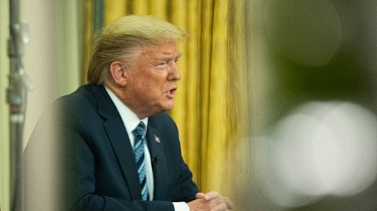 The ASX200 shed 5 per cent of its value as Donald Trump spoke on Thursday. Events such as the US ban on European travel could undermine the Morrison government's stimulus package.