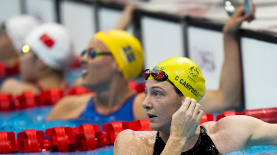 Swimmer Cate Campbell in the Tokyo pool.
