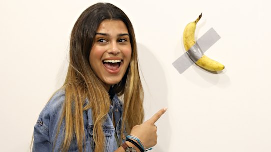 Maurizio Cattelan's “Comedian” was popular with visitors to Miami's Art Basel.
