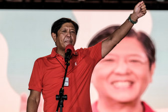 Ferdinand “BongBong” Marcos Jr, the overwhelming favourite to be elected as president on Monday.