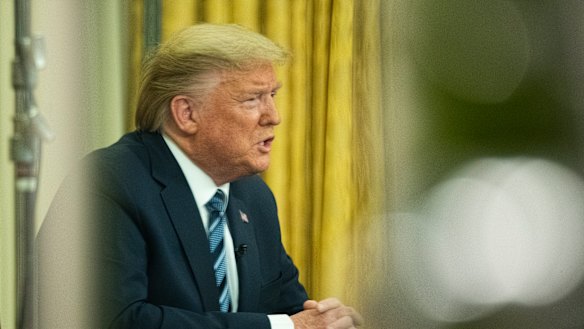 The ASX200 shed 5 per cent of its value as Donald Trump spoke on Thursday. Events such as the US ban on European travel could undermine the Morrison government's stimulus package.