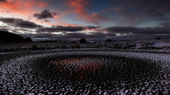 Cold can deceive: Just because temperatures are low – such as this empty dam near Oberon in the NSW central west – it doesn't mean moisture loss from evaporation is low.