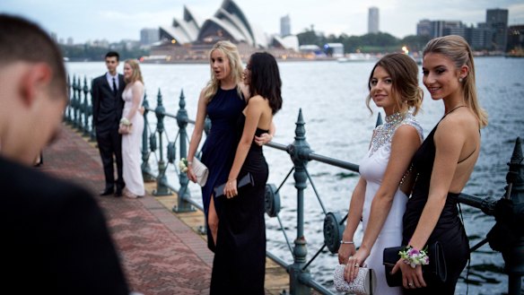 Killara High School's class of 2015 gather ahead of their formal at Luna Park.