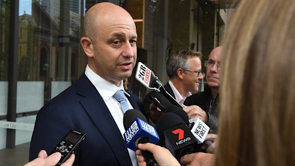 Case in point: Todd Greenberg speaks to the media outside court.