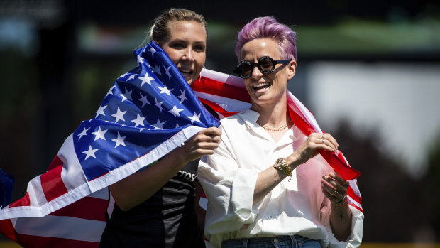 Reign FC and US national women's soccer team players Allie Long (left) and Megan Rapinoe.