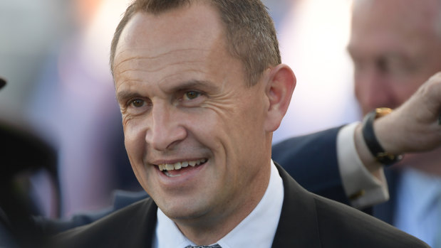 Long road back: prolific trainer Chris Waller saddles up Rexx in the sixth at Kembla Grange today.