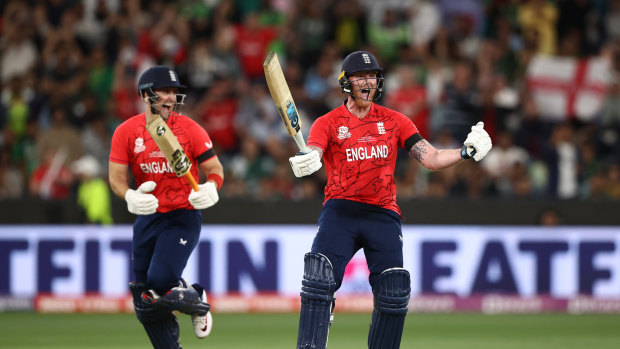 Ben Stokes celebrates.