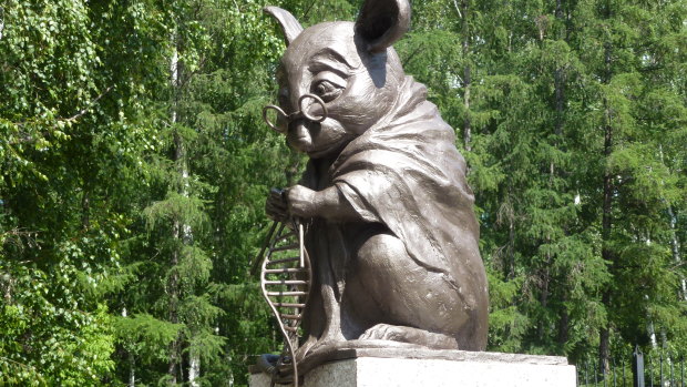 The monument to a lab mouse in Novosibirsk, Russia.
