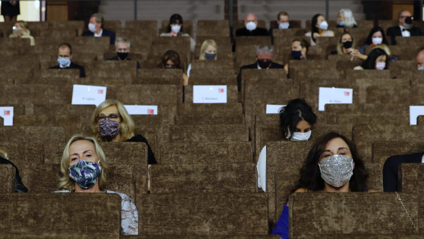 Guests wearing face masks in one of the cinemas. 