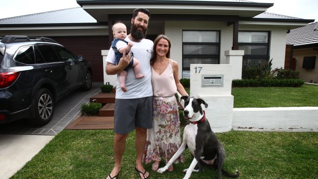 "A good fit for us": Matthew Houston and Lisa Tonkin with son Archer and dog Zelda. 