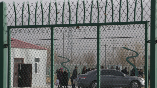 The Artux City Vocational Skills Education Training Service Centre in China's Xinjiang region. Human rights watchers say centres like this are labour camps.