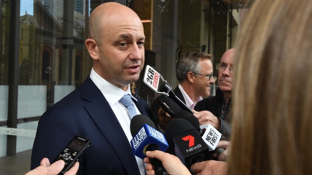 Case in point: Todd Greenberg speaks to the media outside court.