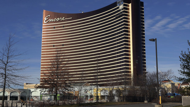 Construction continues on the Encore Boston Harbor luxury resort and casino in Massachusetts.