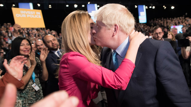 Prime Minister Boris Johnson with Carrie Symonds in October 2019. 