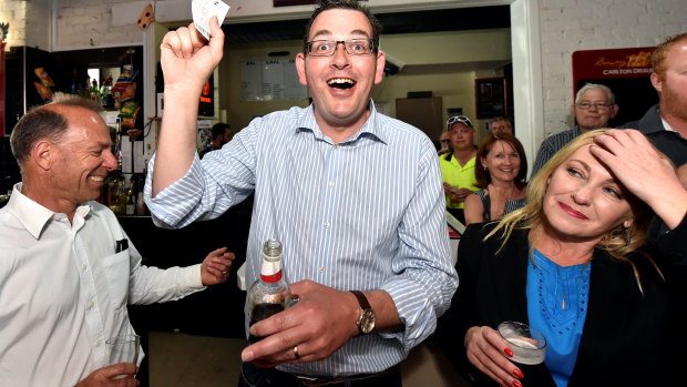 Daniel Andrews in a bar on Cup Day 2014.