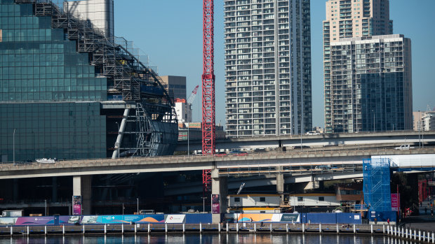 The Western Distributor cuts across Darling Harbour.