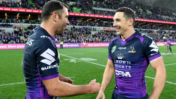 Storm legends Cameron Smith (left) and Billy Slater.
