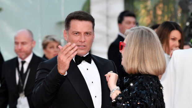 Karl Stefanovic returned to the spotlight on the Logies red carpet.