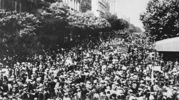 Collins Street, Armistice Day, 1918.