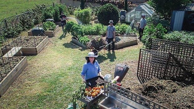 Kathryn Bordonaro, husband Paul, daughter Taylah and Taylah's boyfriend Fraser have thrown themselves into family gardening while in quarantine after returning from Europe.