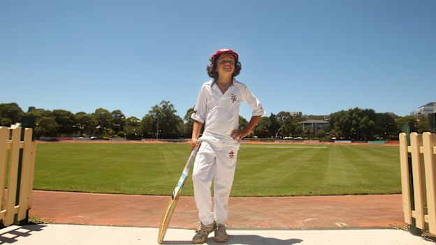 Sam Konstas poses for a photo as a nine-year-old at Hurstville Oval.