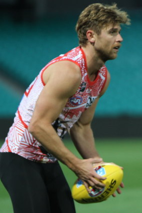 Monkey off the back: Sydney Swans player Dane Rampe suffered an embarrassing injury last year.