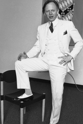 Tom Wolfe, pictured in 1986, was famous for his white suits.