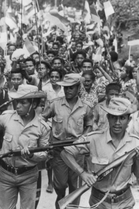 Indonesian troops in Dili in late 1975.