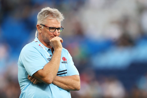 Waratahs head coach Darren Coleman during a round one loss to the Brumbies. 
