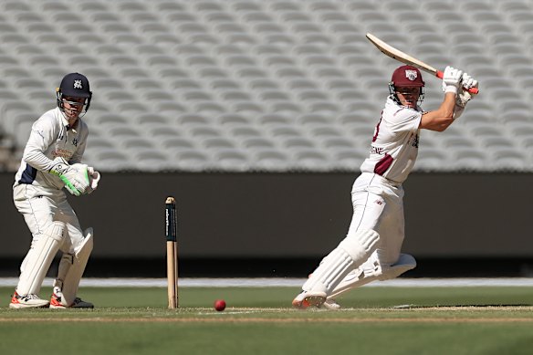 Labuschagne batted on through pain during the Bulls’ Sheffield Shield clash with Victoria.