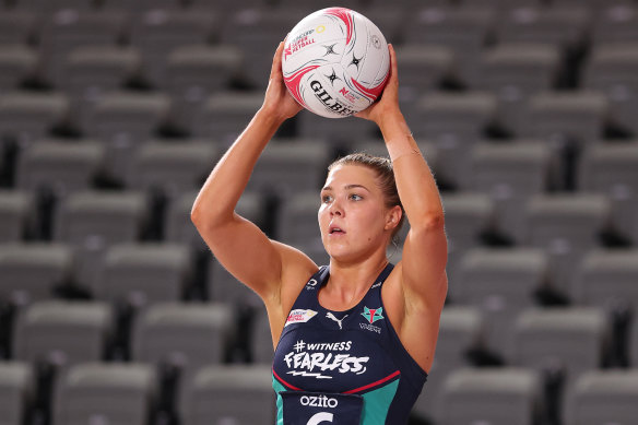 Melbourne's Liz Watson missed the game through an ankle injury but centre Kate Moloney, pictured, managed to take up the slack. 