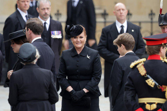 Sarah, Duchess of York, arrives at Westminster Abbey ahead of the funeral of Queen Elizabeth II in September.