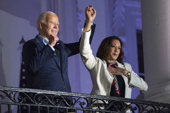 President Joe Biden and Vice President Kamala Harris after the  Independence Day fireworks in Washington.