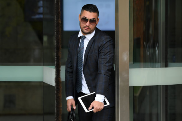 Salim Mehajer leaves Parramatta District Court on Tuesday.